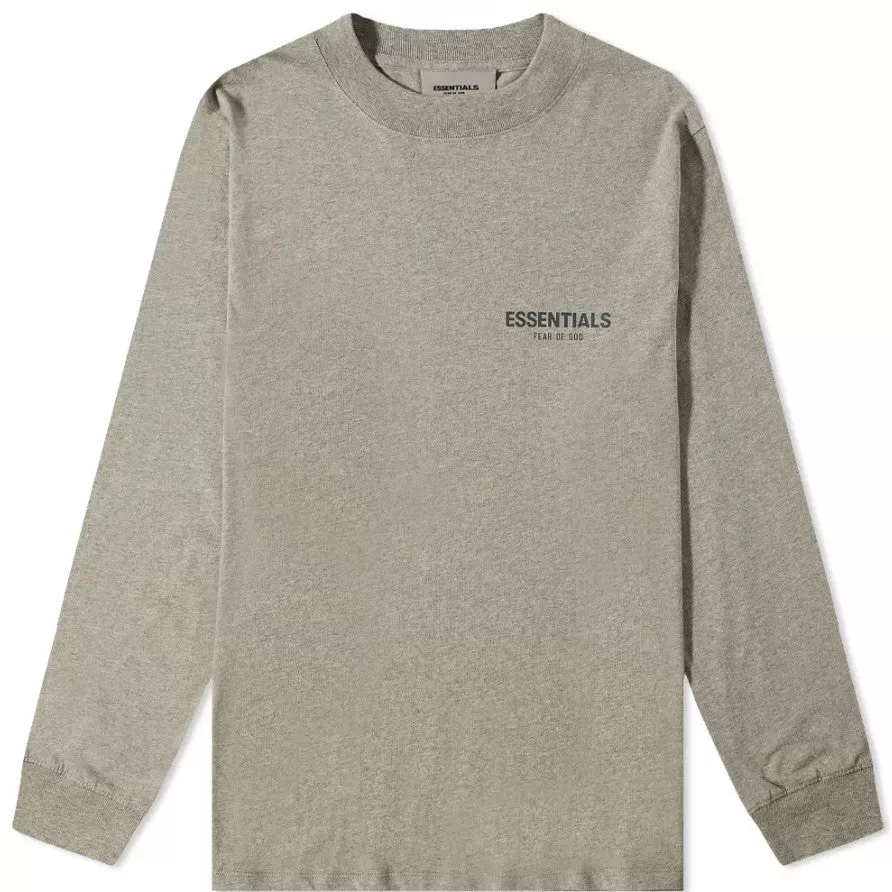 FEAR OF GOD Essentials Summer Core Long Sleeve Tee Dark Heather Oatmeal