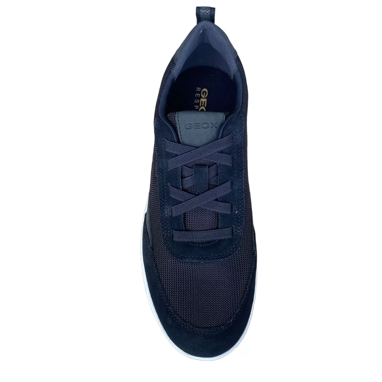 Geox men's sneakers shoe with elastic lace and blue suede and nylon Spherica U45BYA