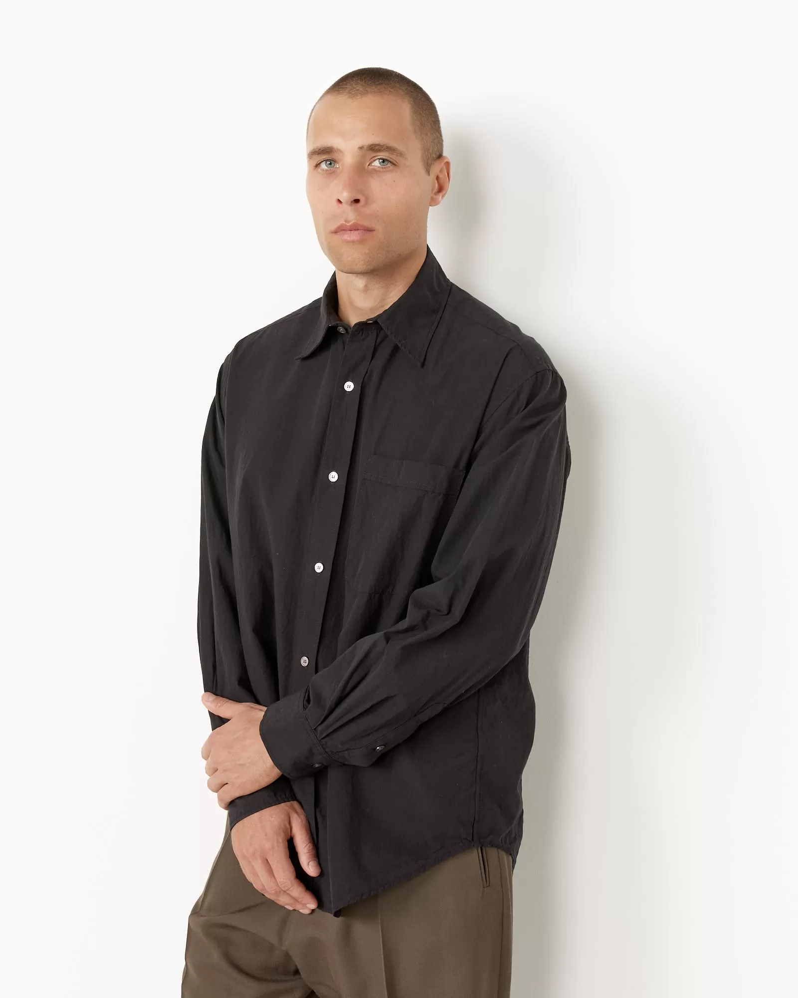 Gio Shirt in Crushed Cotton Black