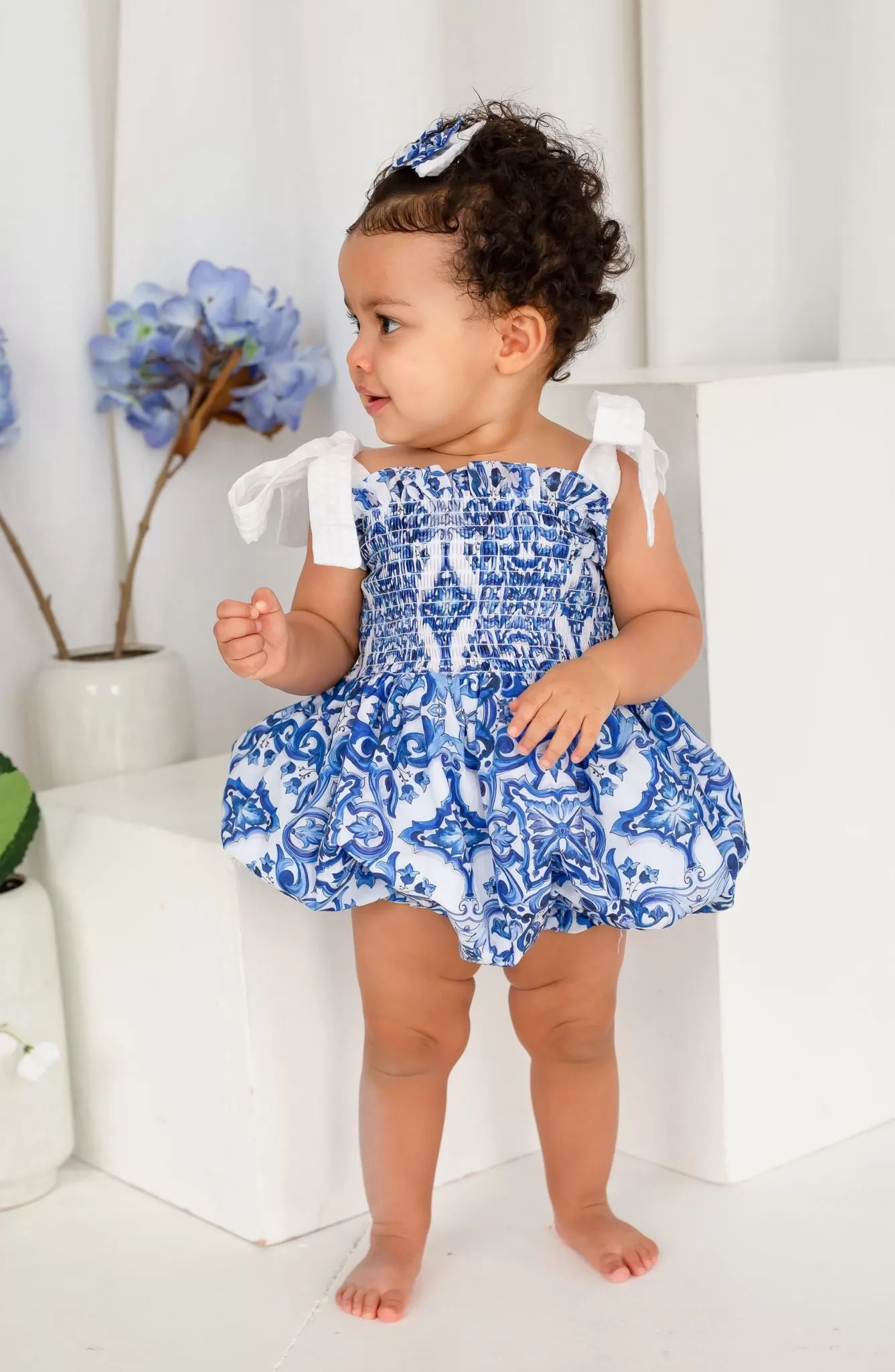 Girls Capri Print Bubble Romper