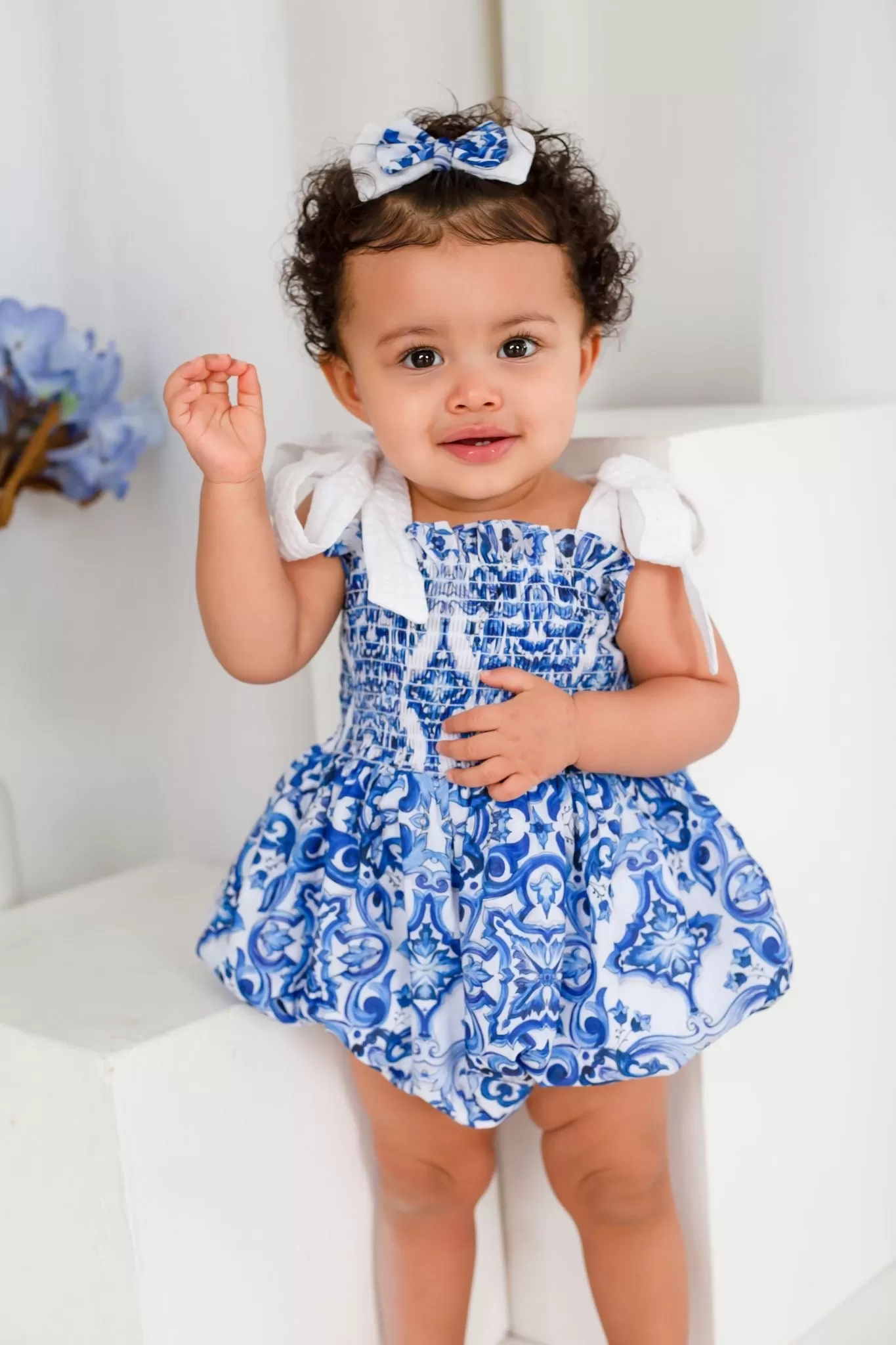 Girls Capri Print Bubble Romper