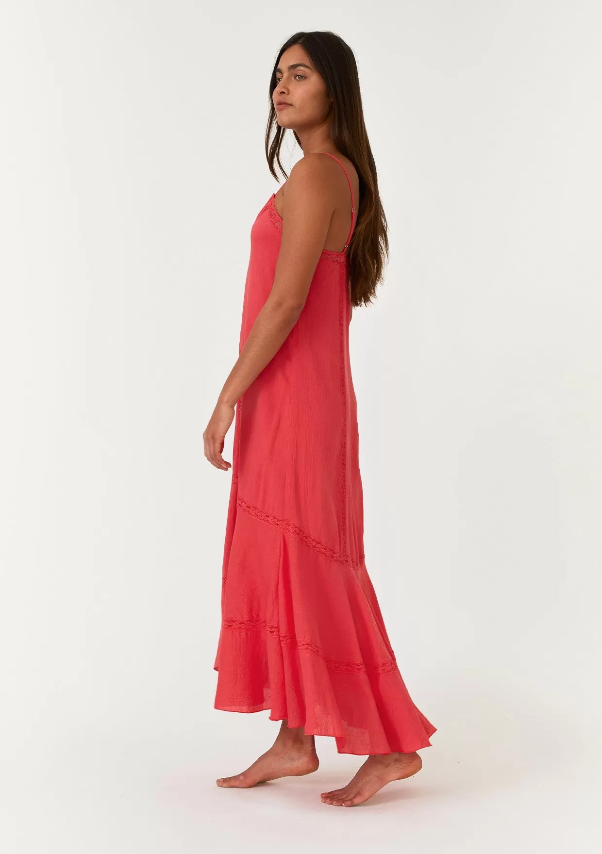 Hadley Lace Trim Maxi Dress, Hibiscus