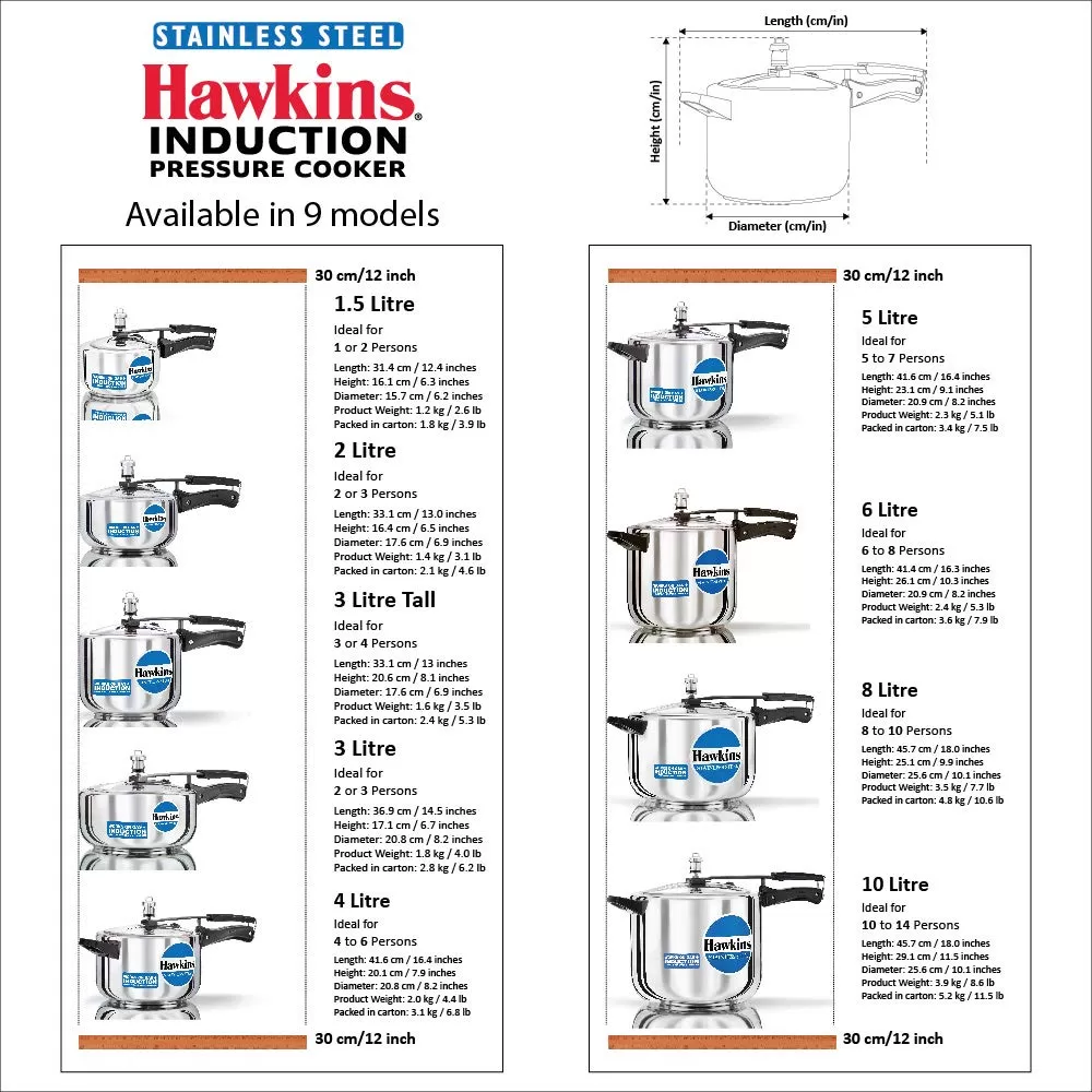 Hawkins Pressure Cooker, Stainless Steel Inner Lid Cooker