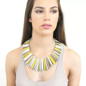 Hellena yellow leather collar necklace