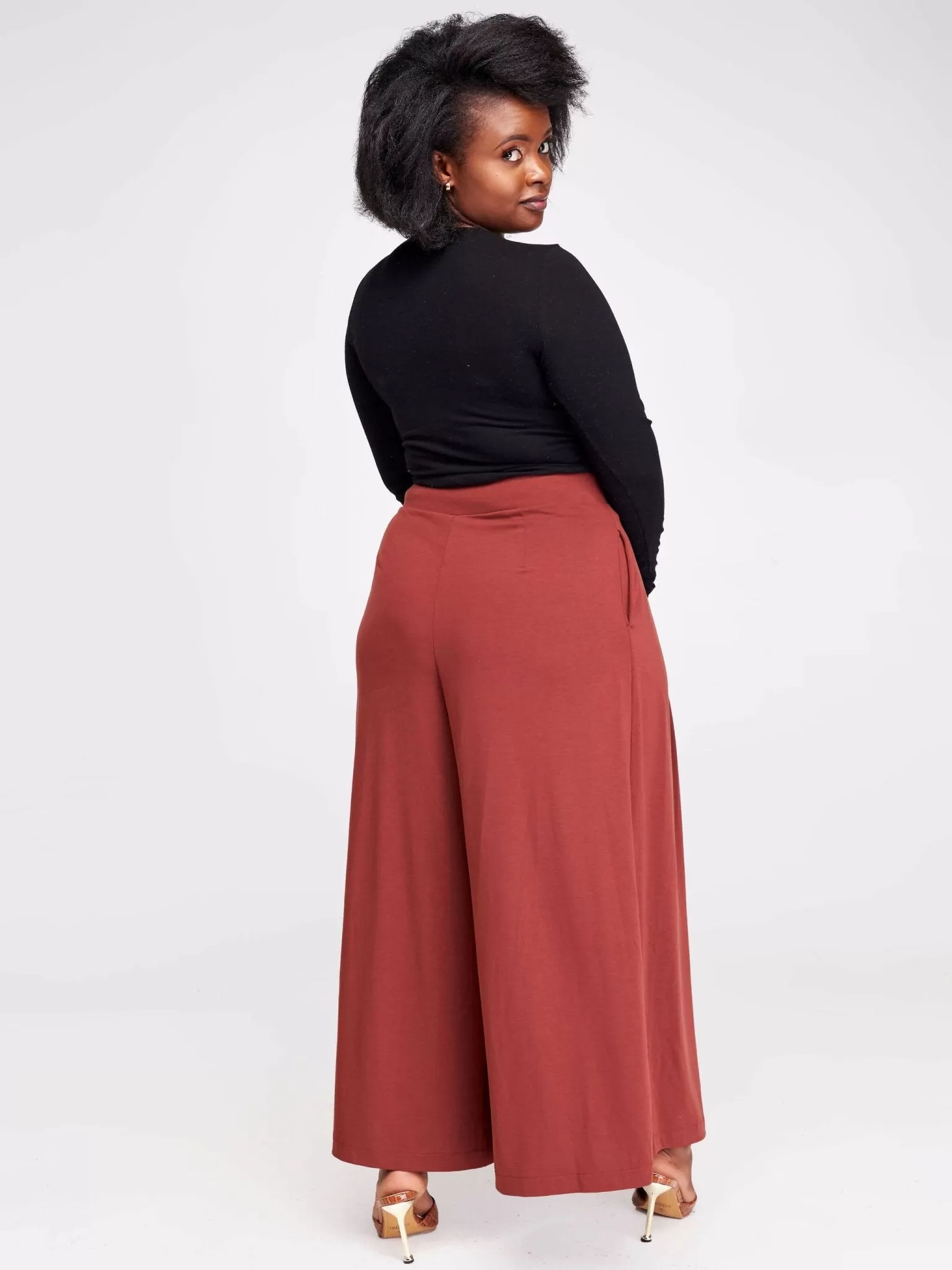 Hessed Long Palazzo Pants - Brown