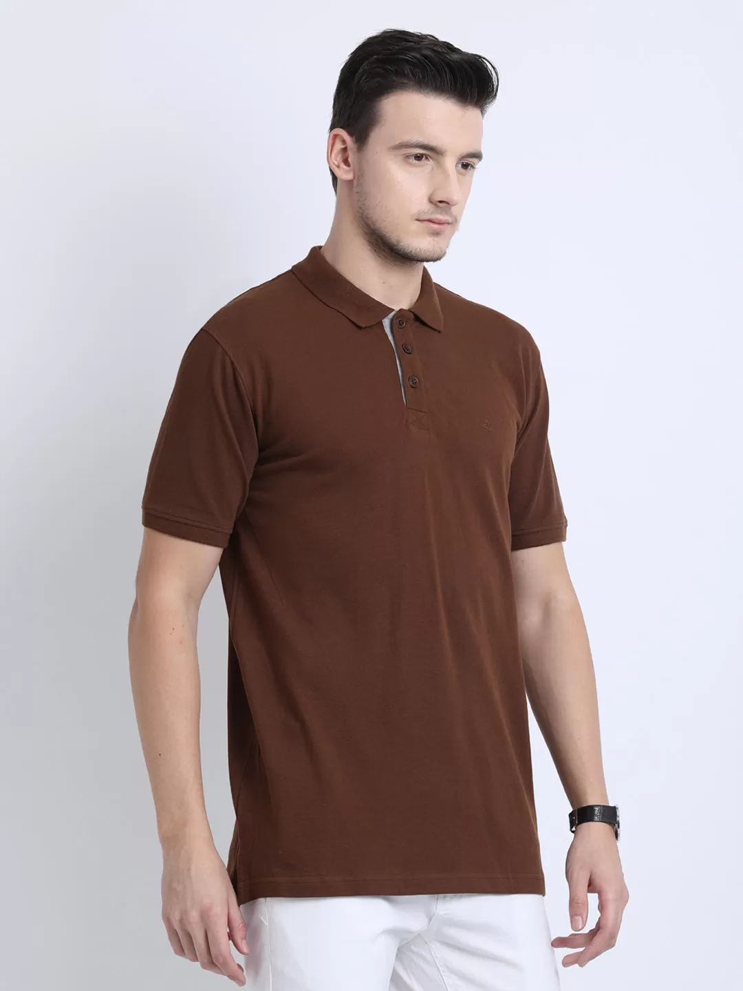 JDC Casual Solid T Shirts-Brown