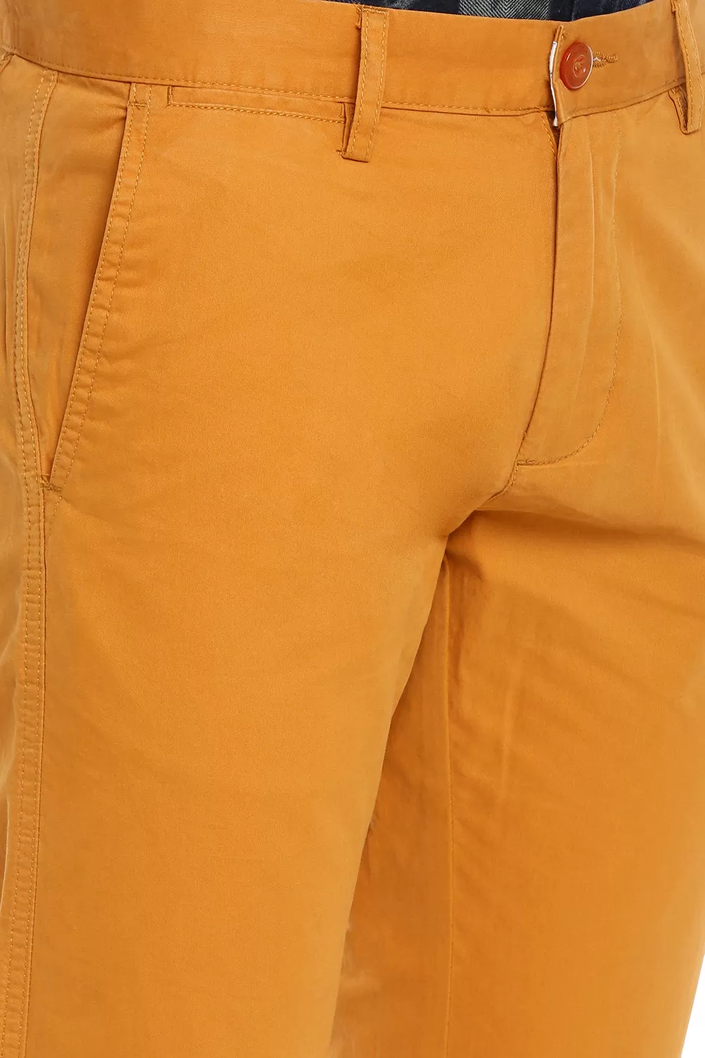 JDC Men Mustard Yellow Solid Trouser