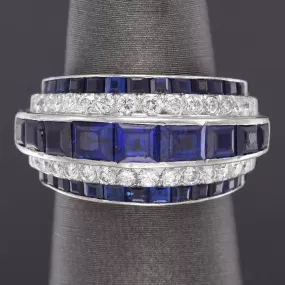 J.E. Caldwell Platinum Sapphire & 0.62 TCW Diamond Band Ring