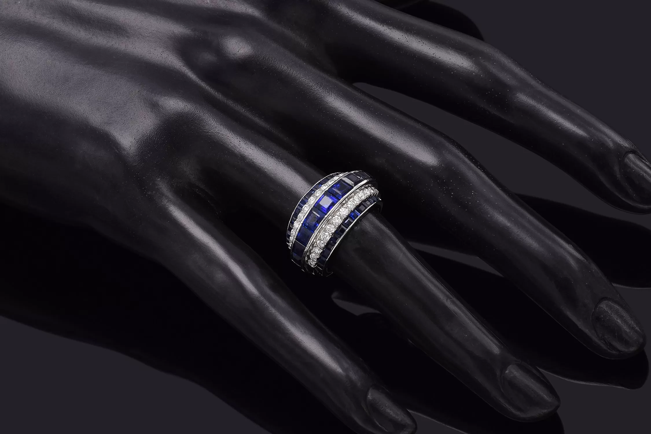 J.E. Caldwell Platinum Sapphire & 0.62 TCW Diamond Band Ring