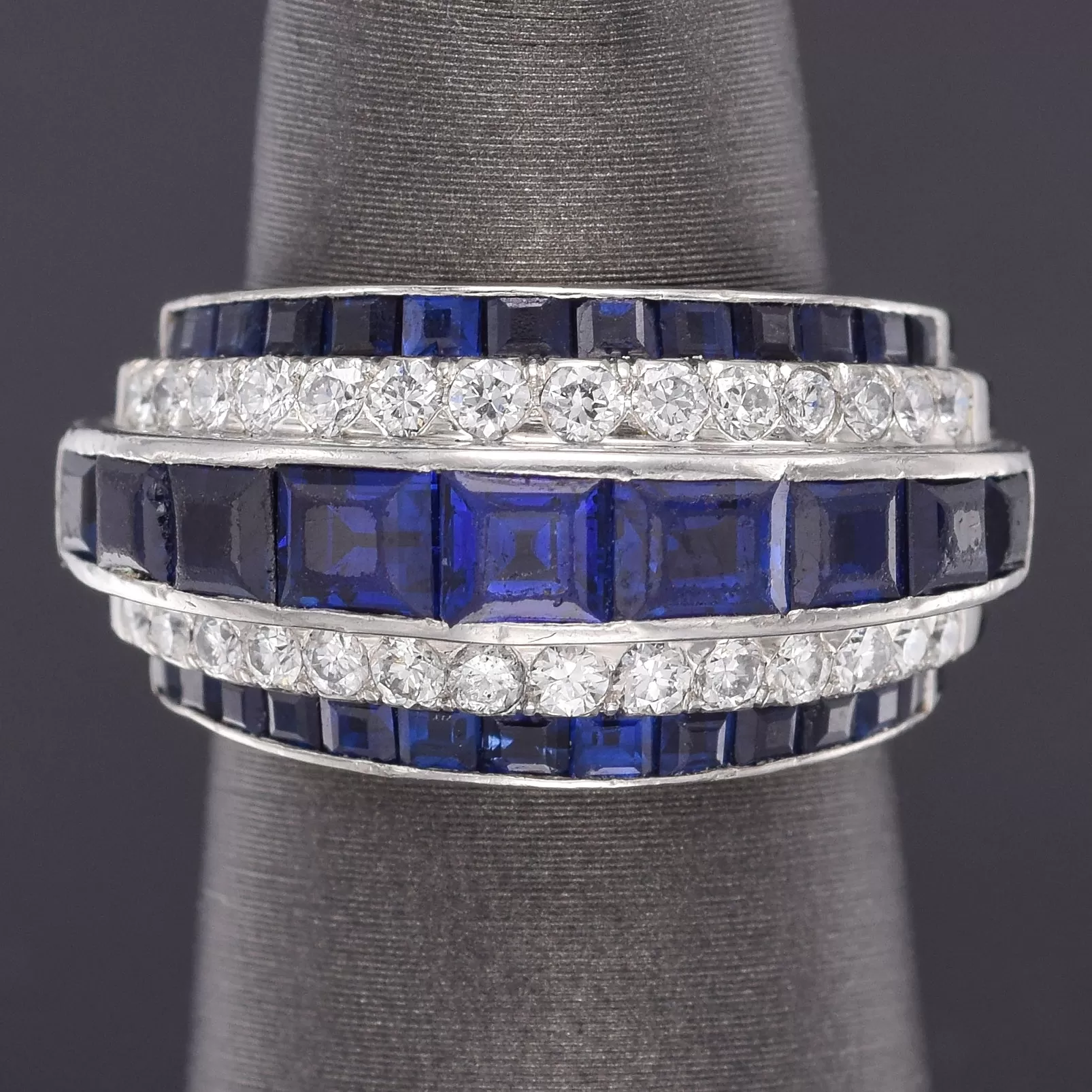 J.E. Caldwell Platinum Sapphire & 0.62 TCW Diamond Band Ring