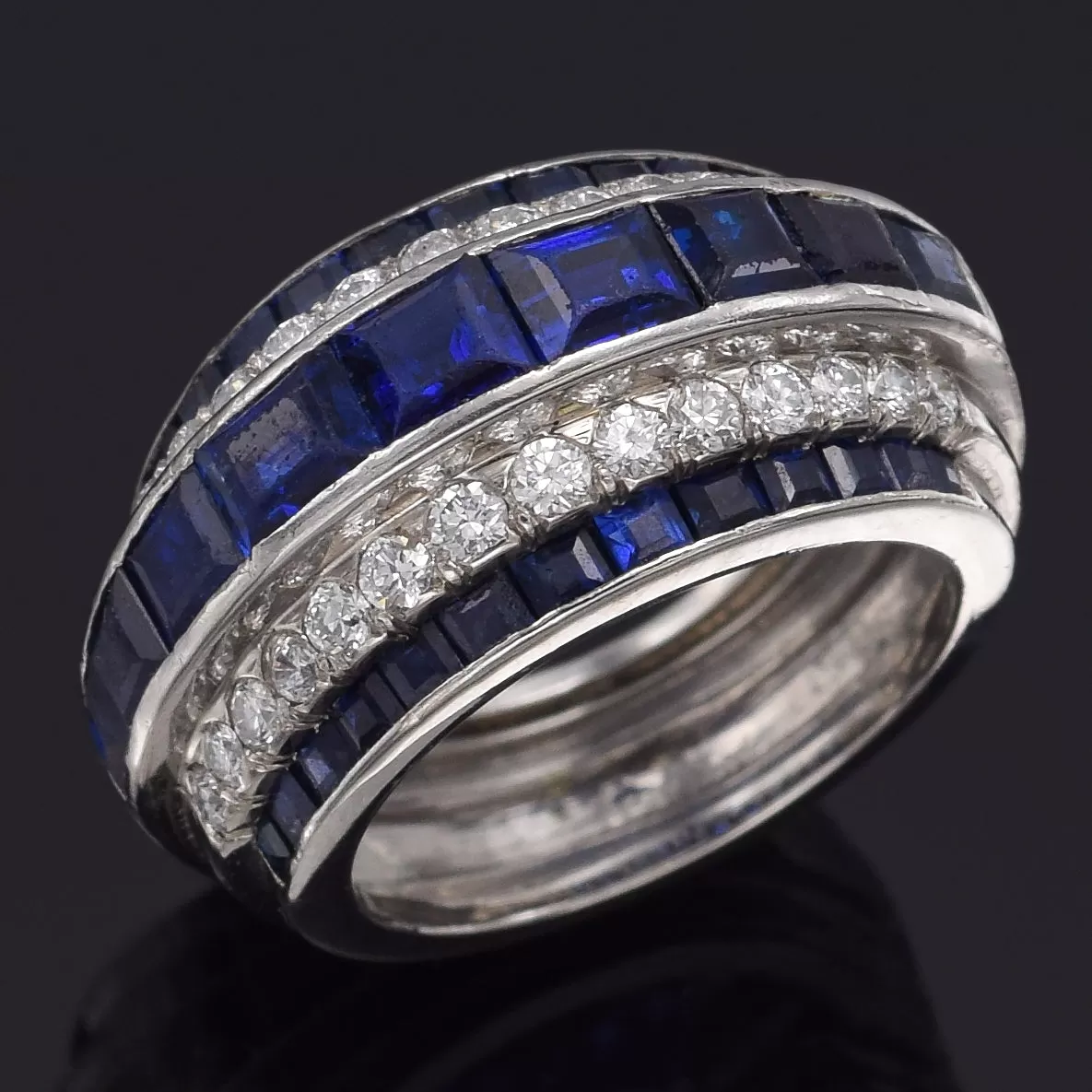 J.E. Caldwell Platinum Sapphire & 0.62 TCW Diamond Band Ring