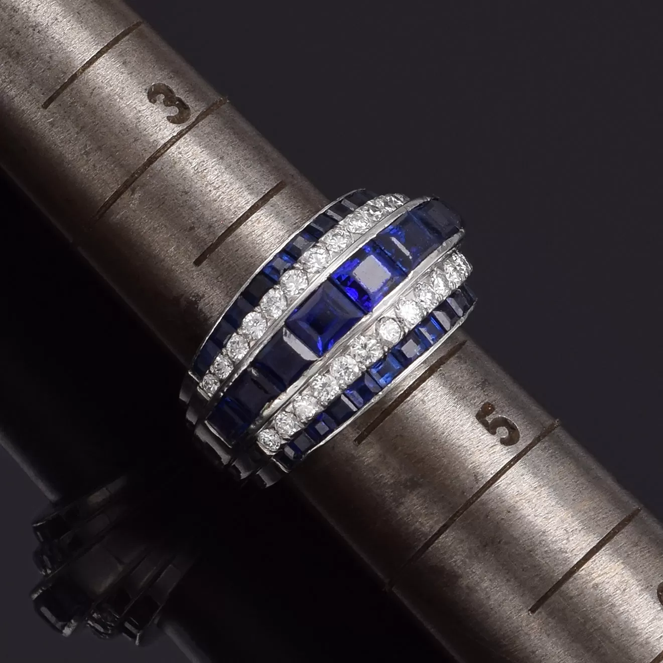 J.E. Caldwell Platinum Sapphire & 0.62 TCW Diamond Band Ring