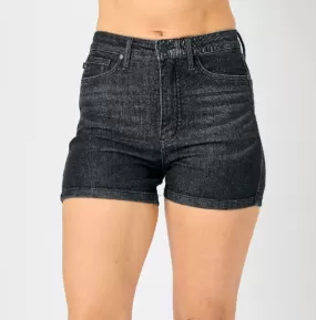 Judy Blue - High Waist Tummy Control Washed Black Shorts