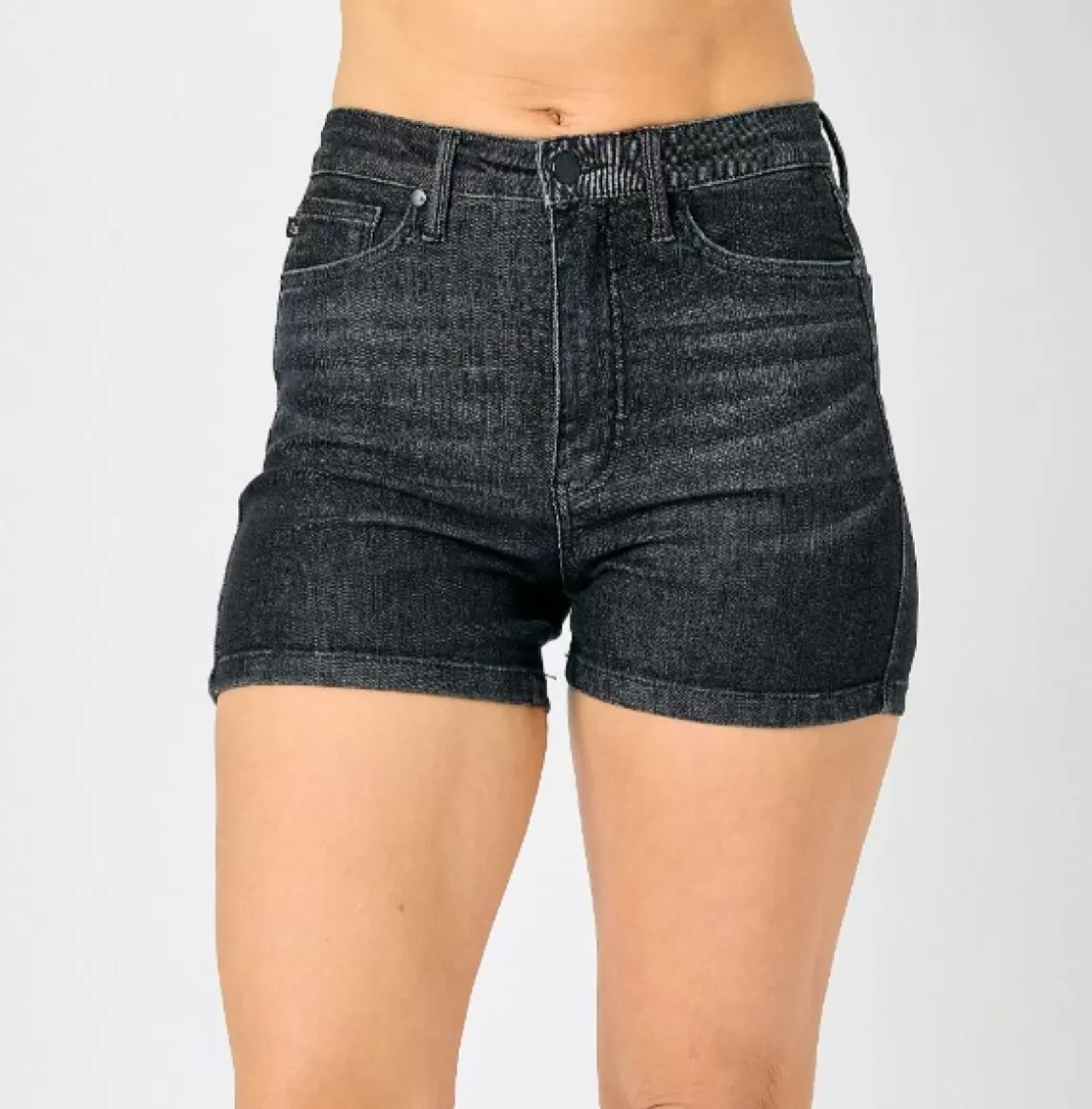 Judy Blue - High Waist Tummy Control Washed Black Shorts