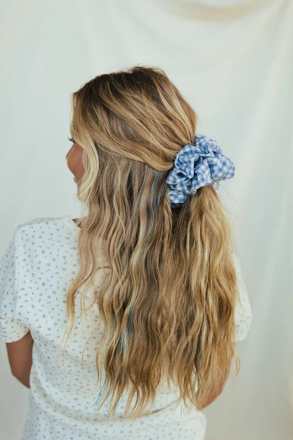 *Jumbo Scrunchie in Blue Gingham