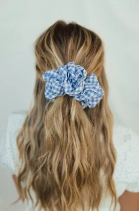 *Jumbo Scrunchie in Blue Gingham