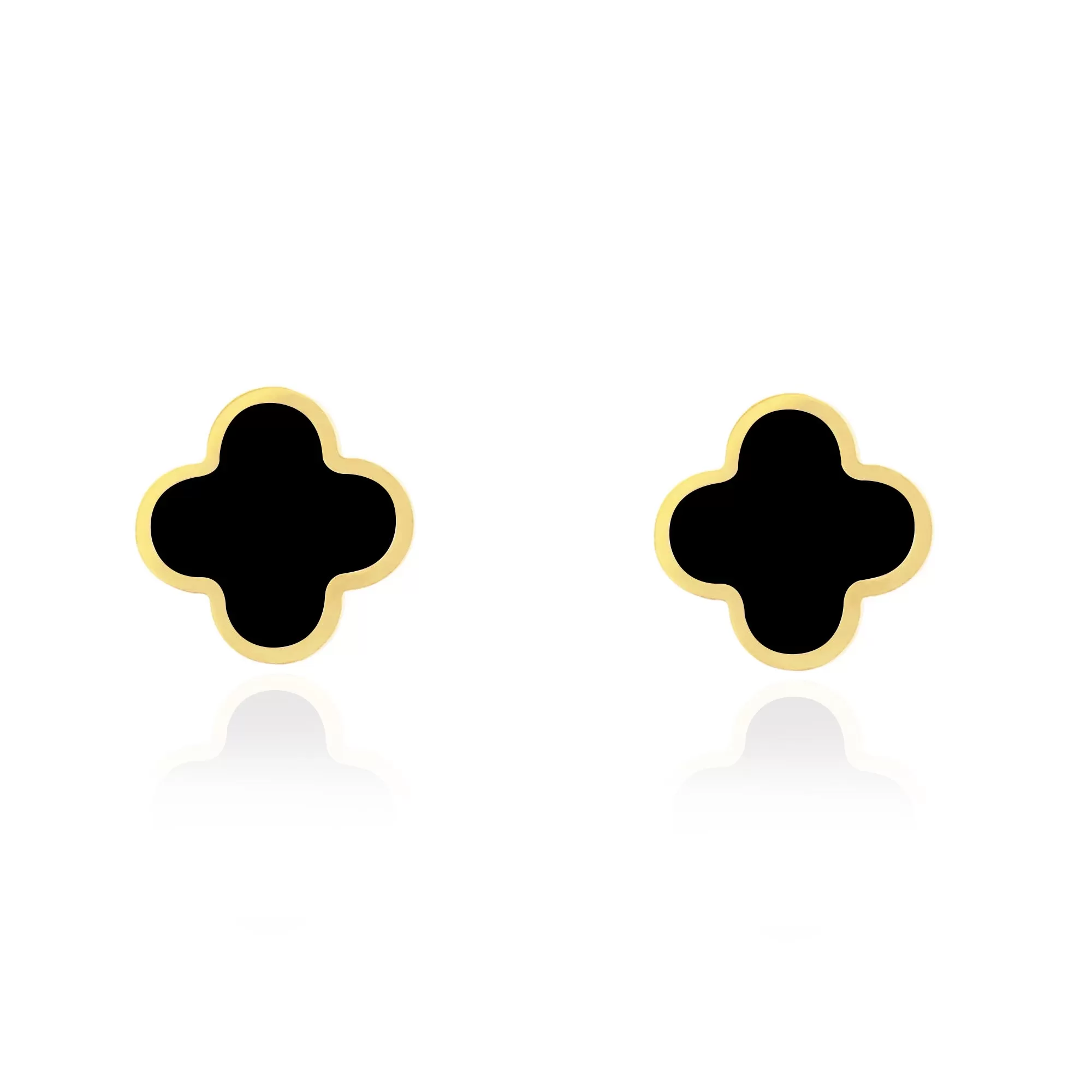 Large Onyx Clover Stud Earrings