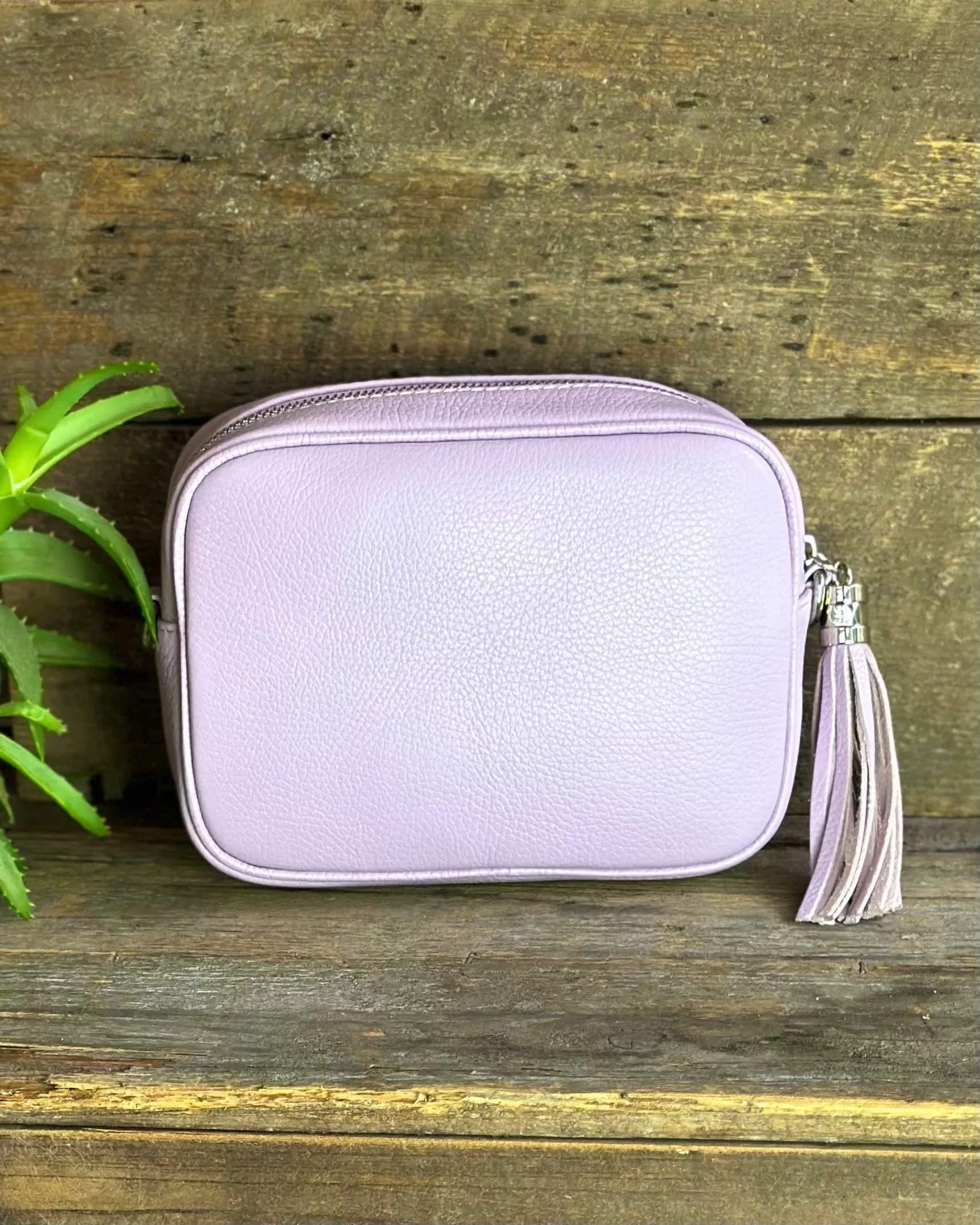 Leather Tassel Bag - Lilac With Silver Finishings