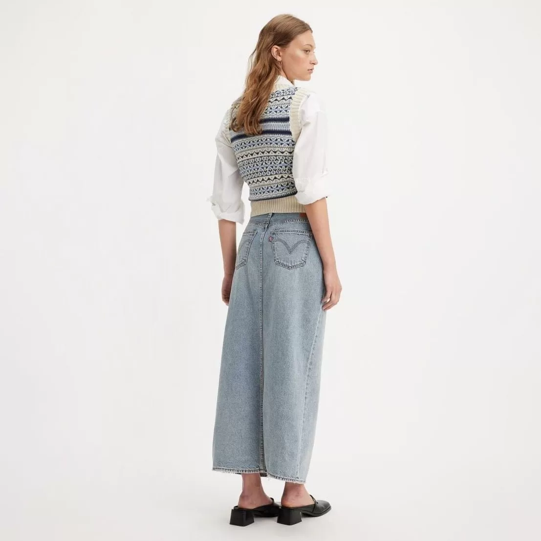 Levi’s ANKLE Column Skirt Please Hold Med Indigo - Worn In