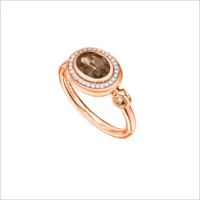 Lolita Smoky Quartz & Diamond Ring in Sterling Silver plated with 18k Rose Gold