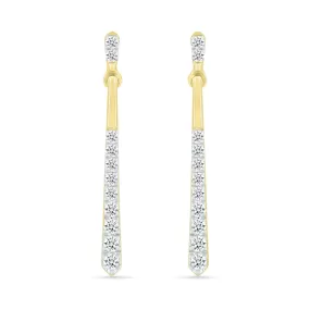 Long Diamond Dangle Stud Earrings