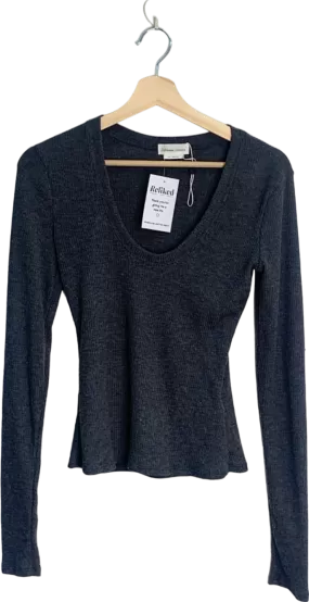 Lovers   Friends Grey Long Sleeve Ribbed Top UK XS