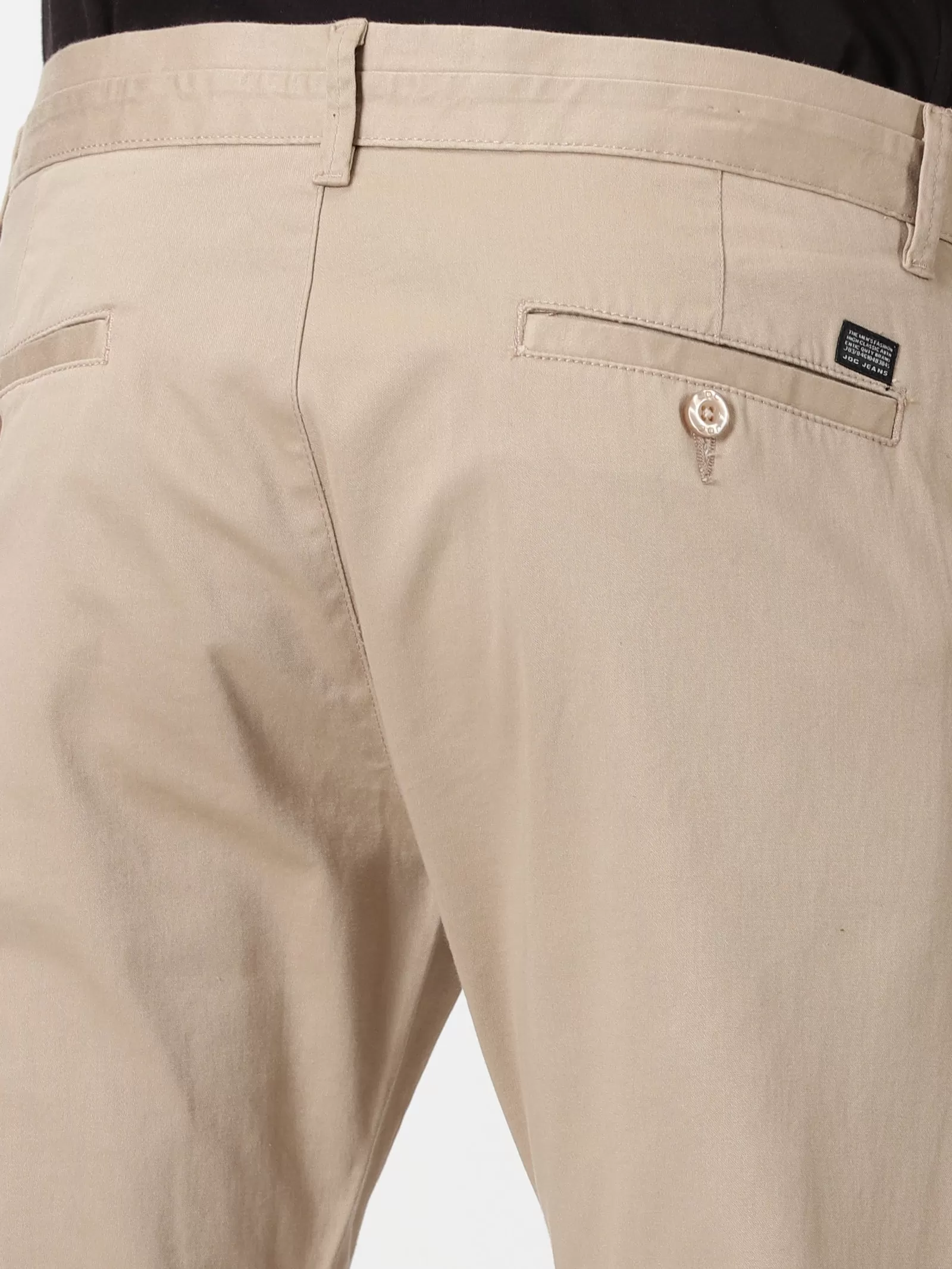 MEN'S BEIGE SOLID JASON FIT TROUSER