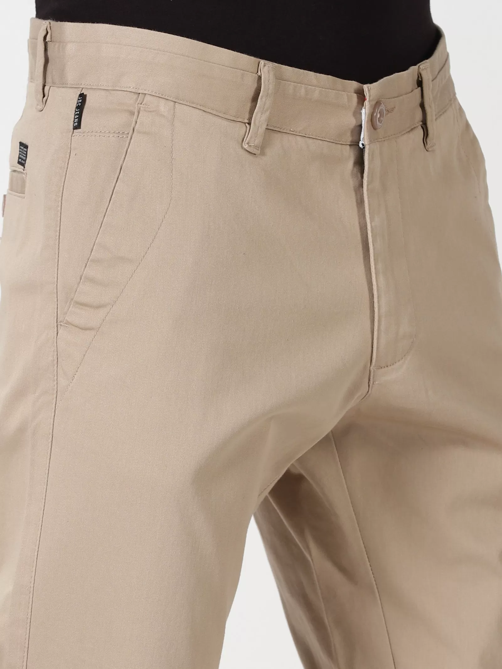 MEN'S BEIGE SOLID JASON FIT TROUSER