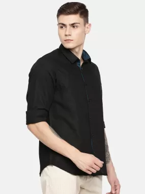 MEN'S BLACK SOLID SLIM FIT SHIRT