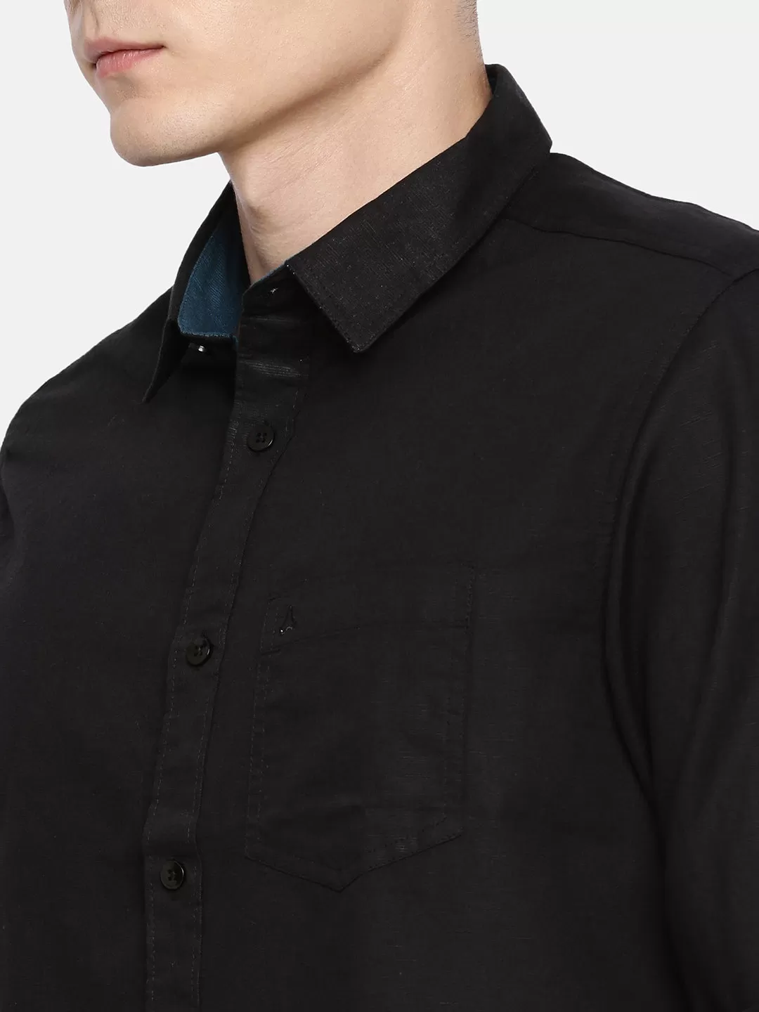 MEN'S BLACK SOLID SLIM FIT SHIRT