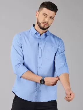 MEN'S BLUE SOLID SLIM FIT SHIRT