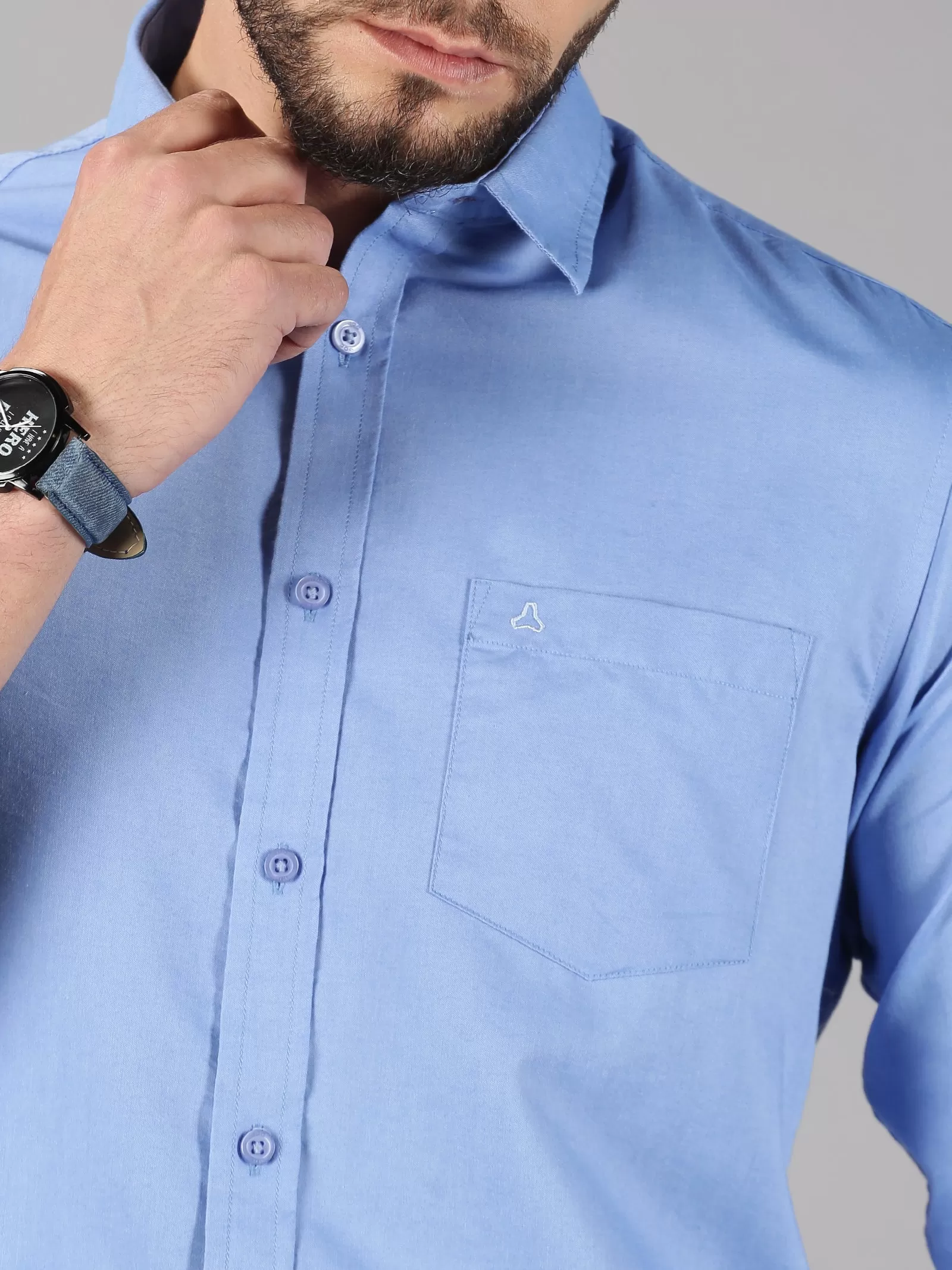 MEN'S BLUE SOLID SLIM FIT SHIRT