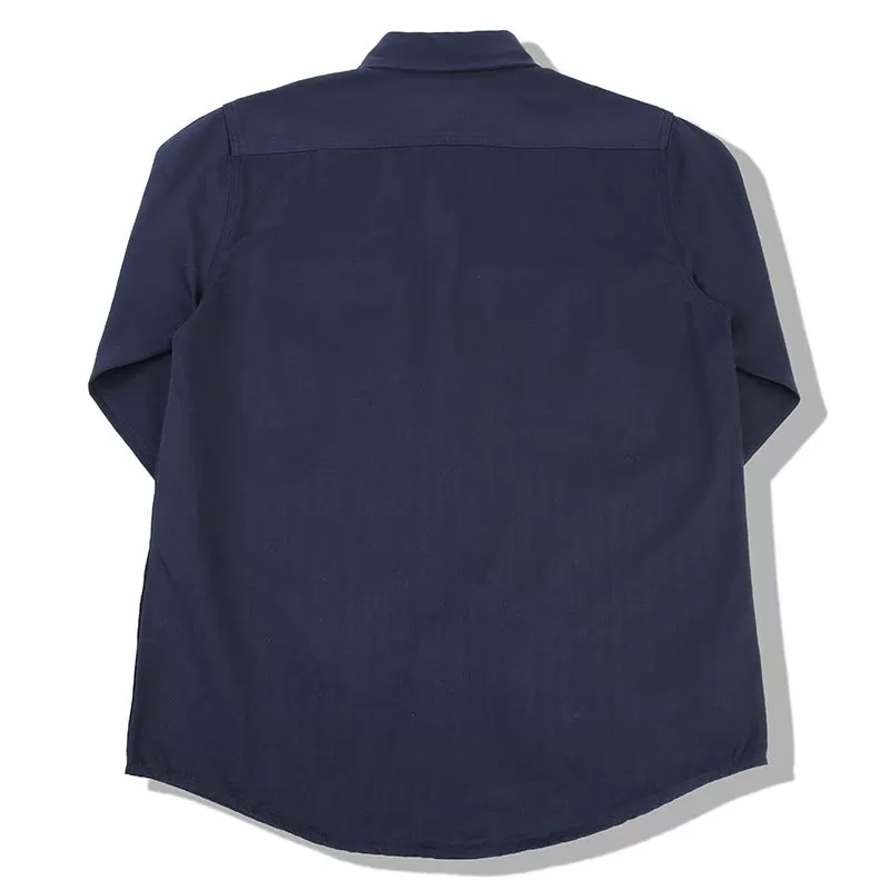 Men's casual solid color herringbone workwear long-sleeved shirt