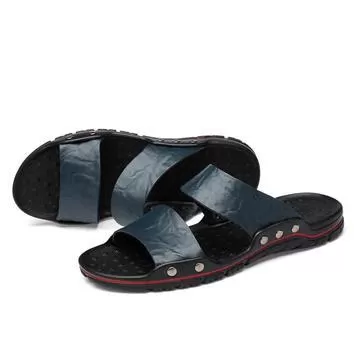 Men's Summer Flip Flops Rubber Slippers Comfortable Leather Sandals Outdoor Beach Slippers