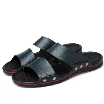 Men's Summer Flip Flops Rubber Slippers Comfortable Leather Sandals Outdoor Beach Slippers