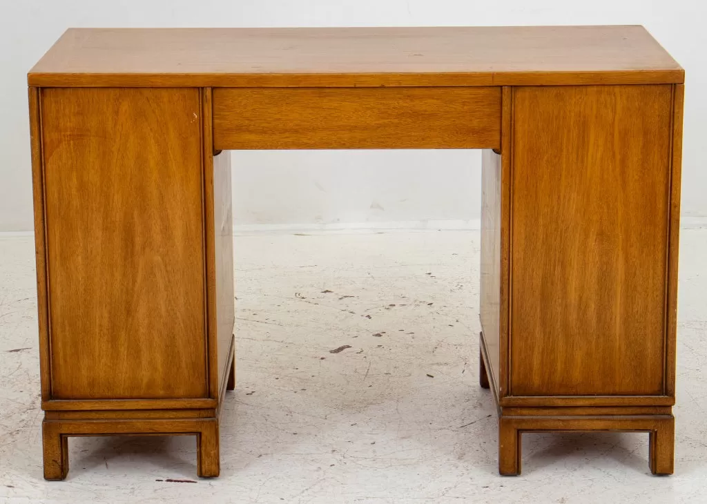 Mid-Century Asian Modern Walnut Kneehole Desk, 60s