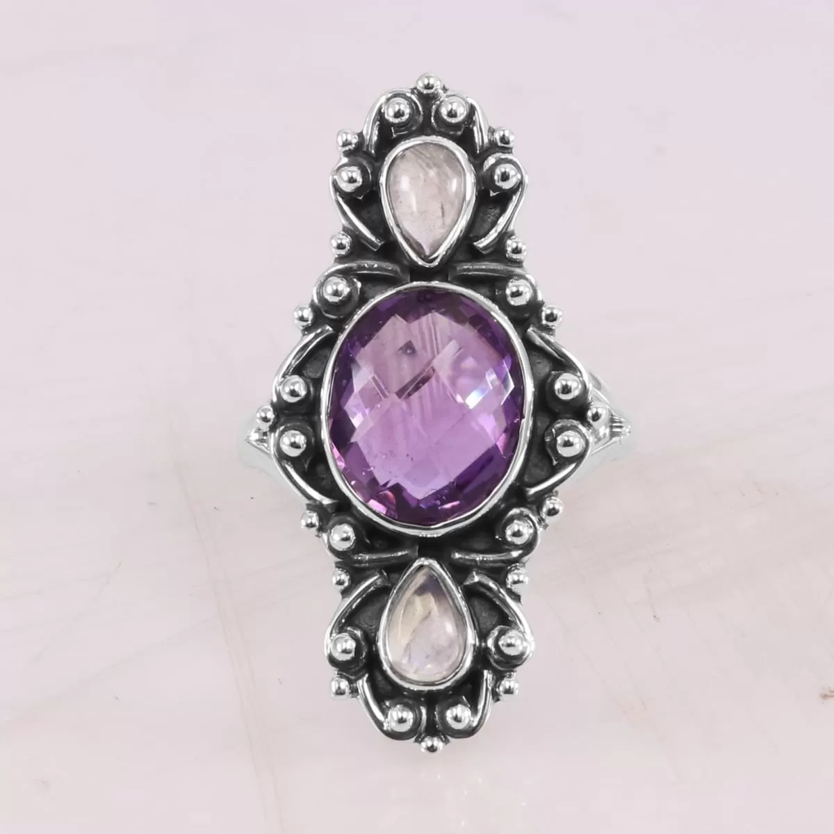 Multi Gemstone 925 Sterling Silver Ring, Handmade, Faceted Gemstone Ring, Nickel Free