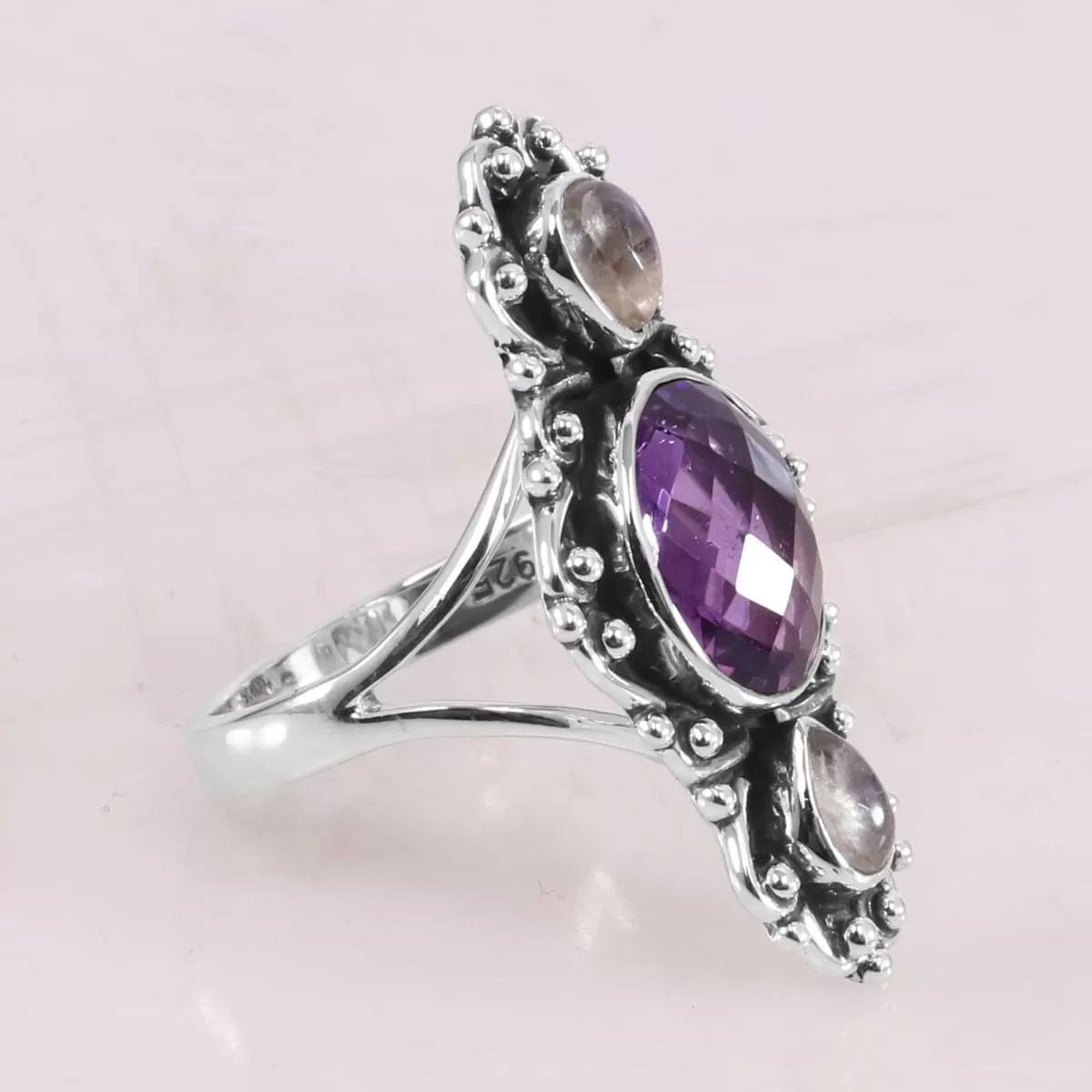 Multi Gemstone 925 Sterling Silver Ring, Handmade, Faceted Gemstone Ring, Nickel Free