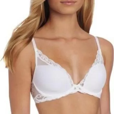 Natori Feathers Contour Plunge Bra in White 730023