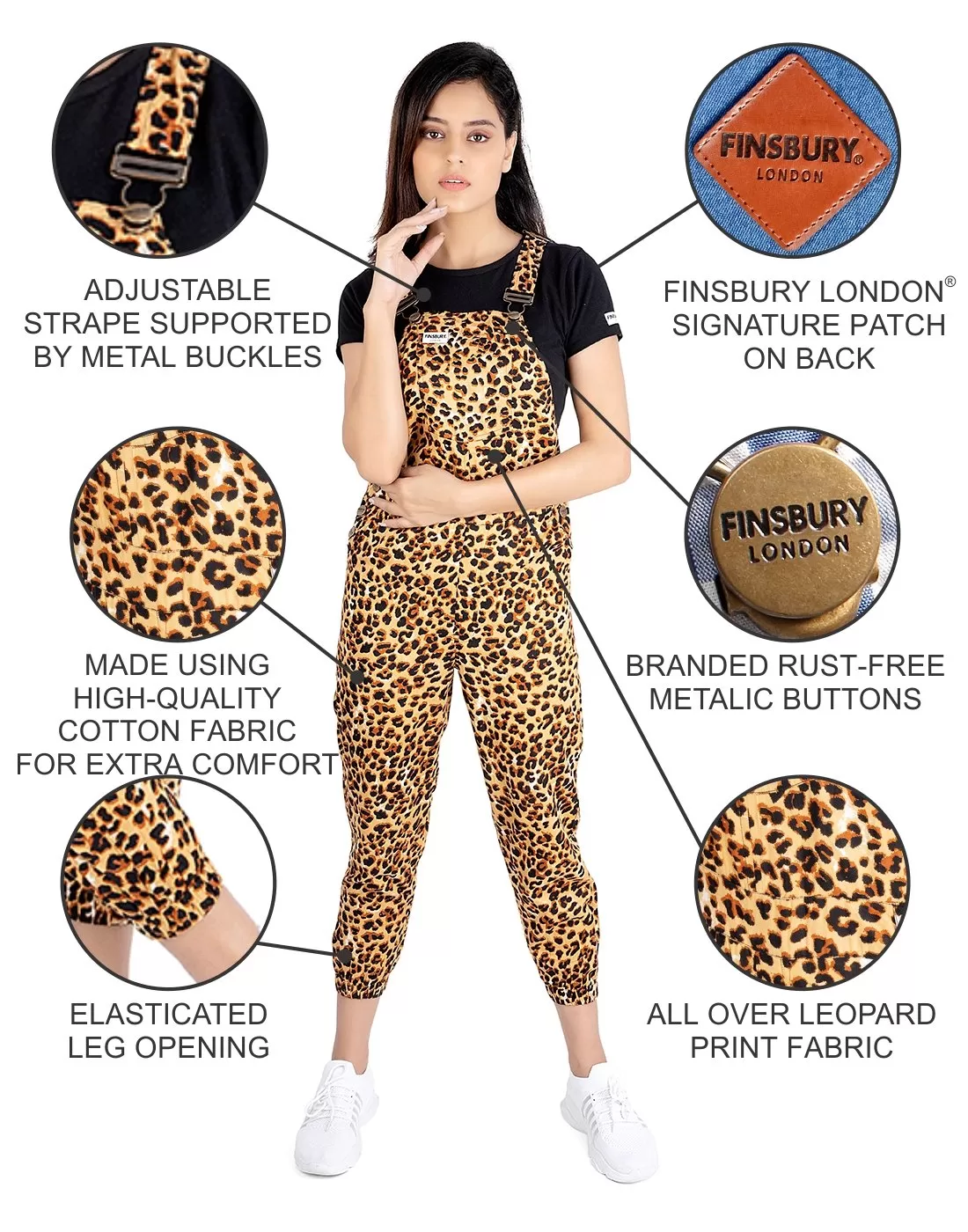 NaughtyDungaree® Leopard Print Womens Dungaree