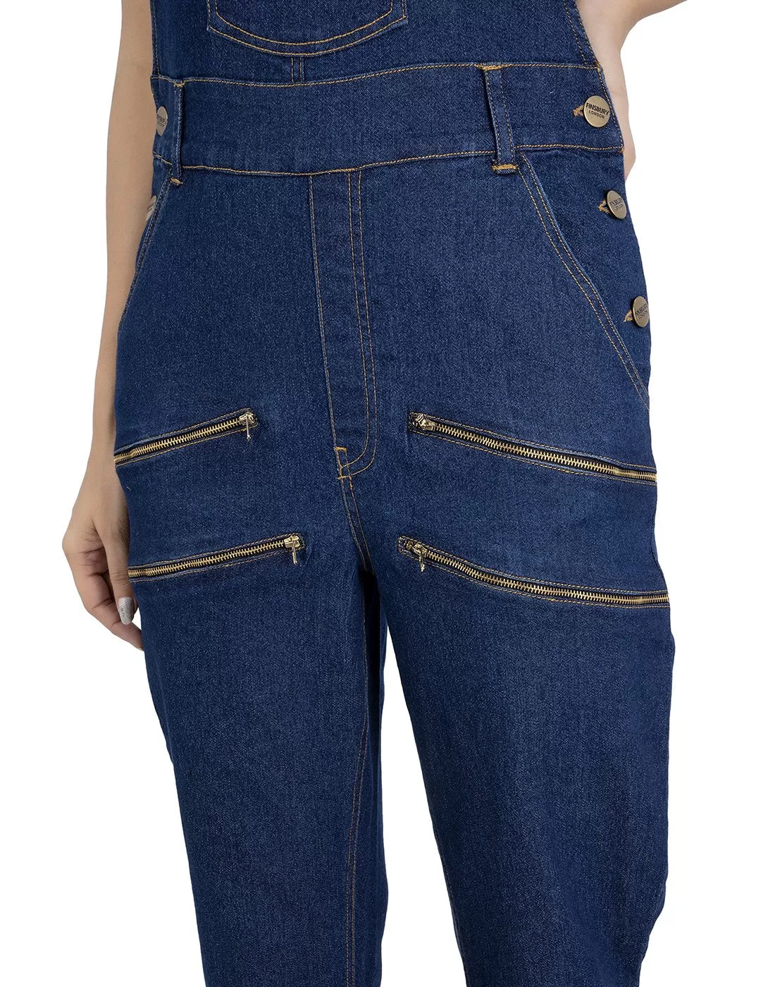 NaughtyDungaree® Womens Denim Dungaree with Mock Zippers on Thigh