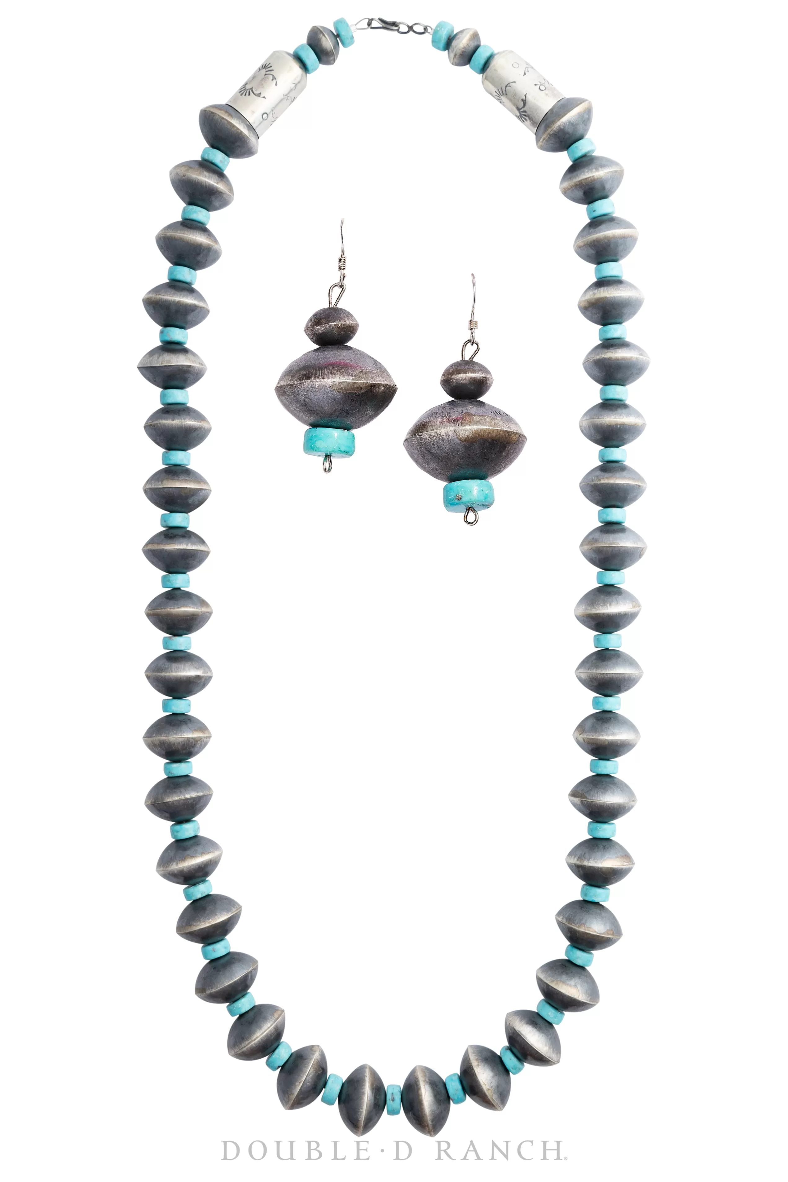 Necklace, Desert Pearls, Turquoise & Sterling Silver, Includes Matching Earrings, Contemporary, 1712