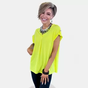 Neon Yellow Lizzy Short Sleeve Top [NO RETURNS]