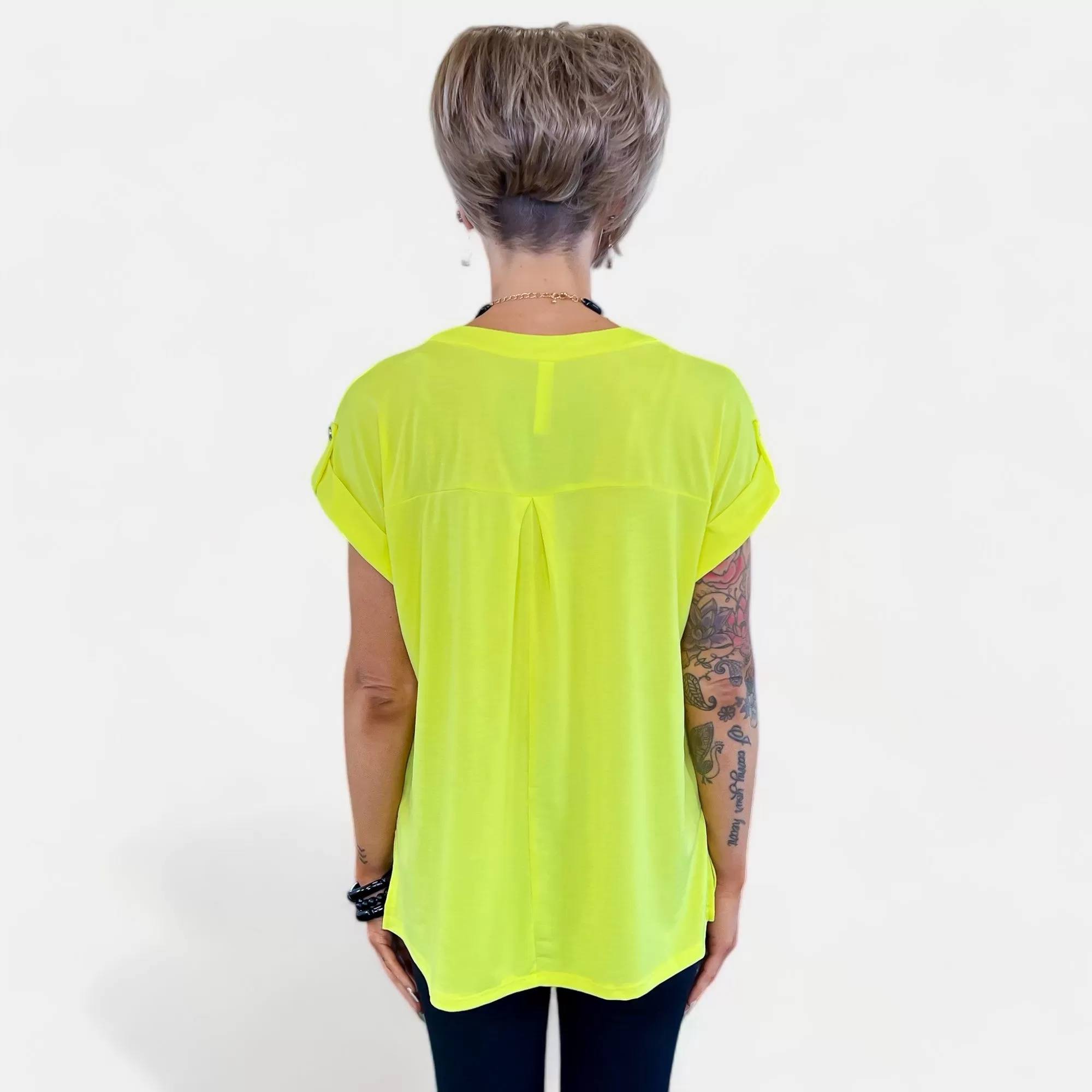 Neon Yellow Lizzy Short Sleeve Top [NO RETURNS]