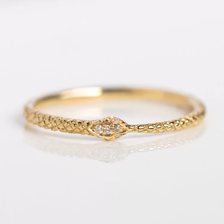 Ouroboros Diamond Snake Ring