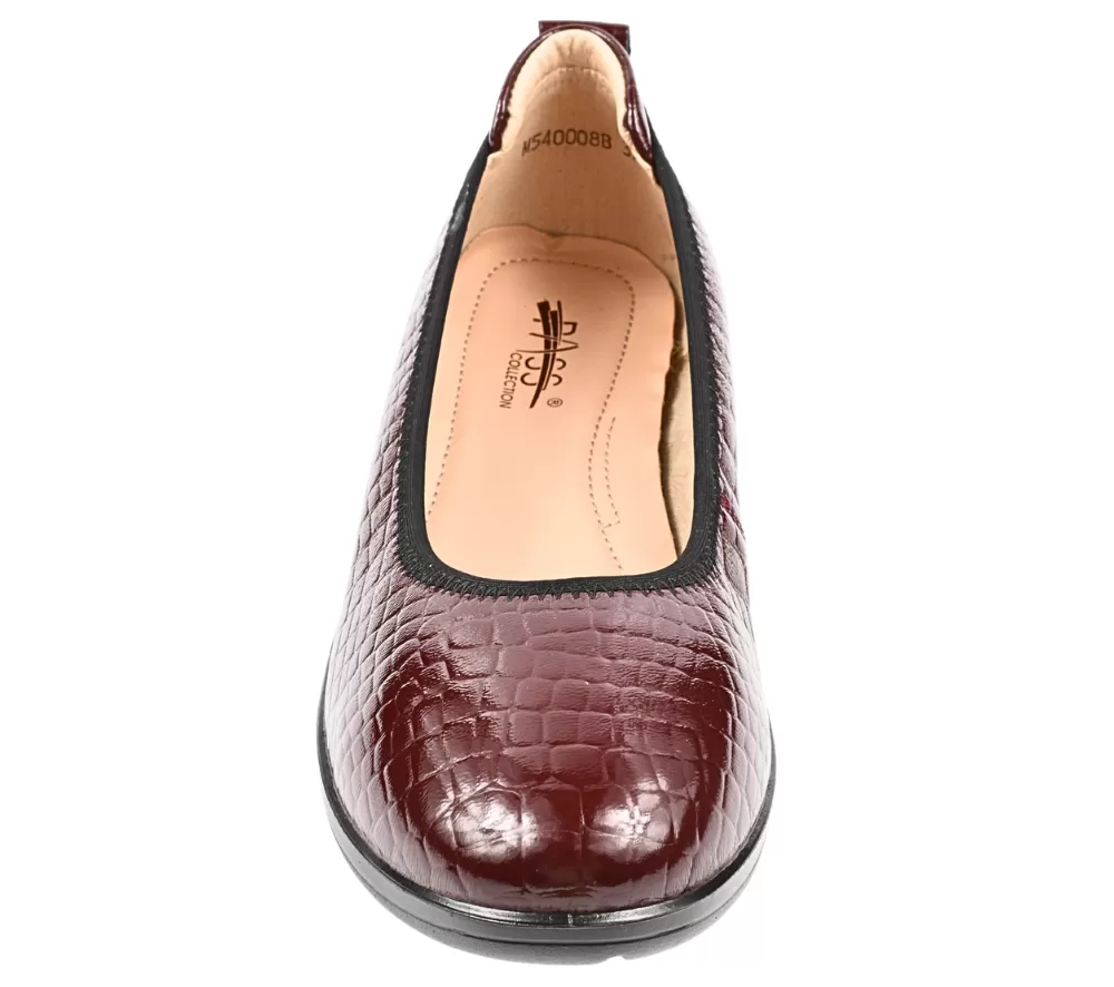 Pantofi casual, dama, PASS COLLECTION, M540008B bordo, piele lacuita