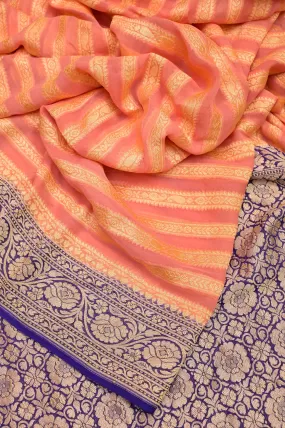 Peach Color Khaddi Georgette Banarasi Saree with Allover Work