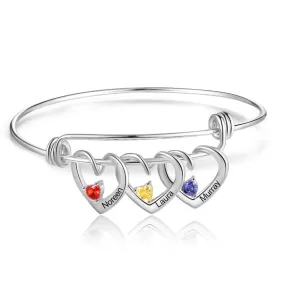 Personalized Heart-Charm Bracelet With Birthstone