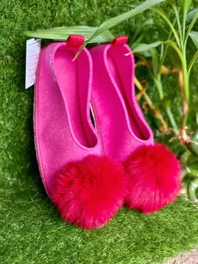 PINKY pom pom kids slippers