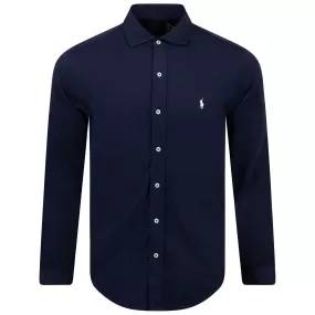 Polo Golf Standard Fit Button Down Cotton Pique Shirt Navy - SS24